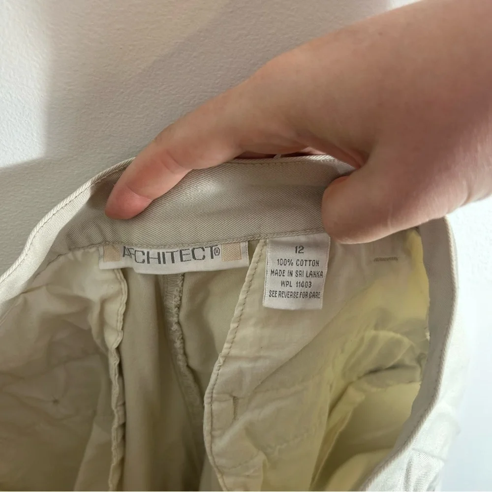 Vintage Architect High Waisted Cream Khaki Pants Sz 12 Mom